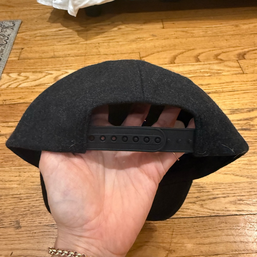 Love Your Melon Black Wool Cap with Small White Wave Stitch - Picture 2 of 2